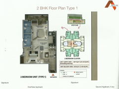 Floor Plan of Amolik Affordable Flats in Faridabad - 2 Bhk Type 1